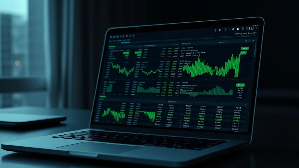 A minimalist spreadsheet on a dark laptop screen with green